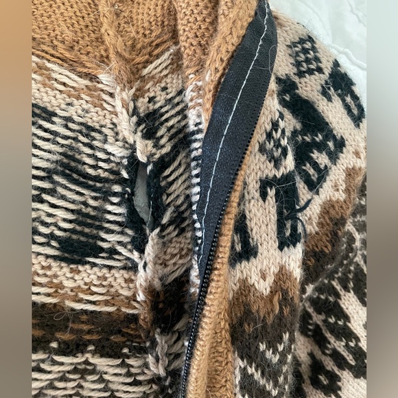 Cozy Brown and White Knit Cardigan - Picture 7 of 7